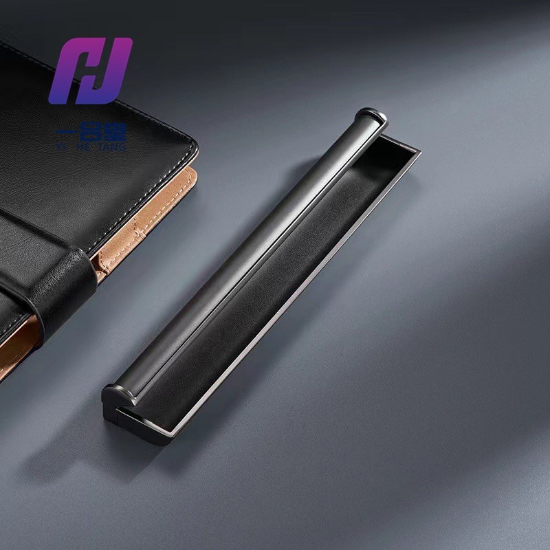 意式可贴皮革隐形暗拉手衣柜门铝框嵌入式扣手轻灰开槽大柜门把手