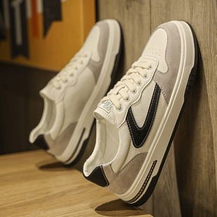 小白鞋男士秋冬季皮面潮流加绒保暖男鞋青年冬天板鞋百搭鞋子平底