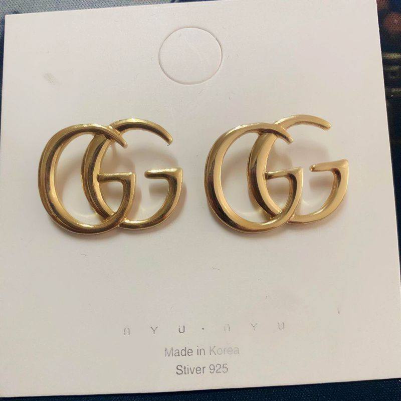 S925银针韩国东大门GG字母个性简约时尚gg耳钉时髦金属风耳环耳饰 - 封面