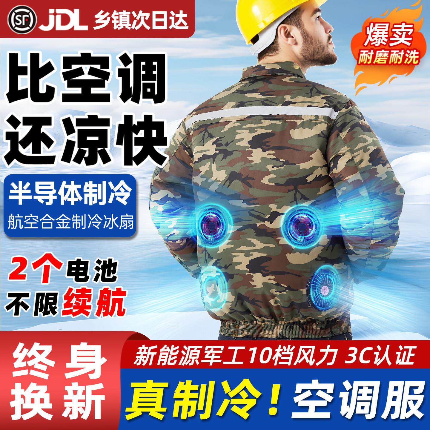 带四个风扇的衣服制冷降温空调服男款夏季电焊工地防暑薄工作服女