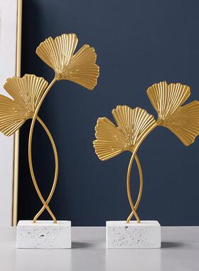 跨境热销铁艺银杏叶装饰摆饰高级感小众客厅办公室桌面金属工艺礼