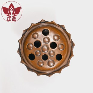 庆松堂苏工铜炉名家胡庆松制莲花香薰紫铜复古手工炉摆件熏香收藏