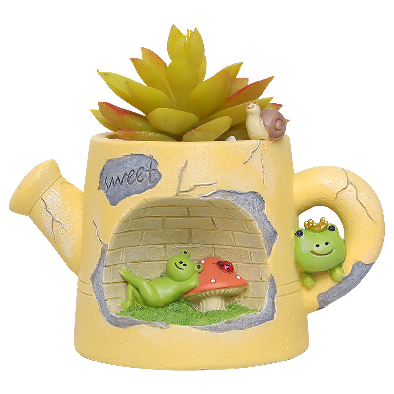 创意多肉花盆微景观小兔青蛙动物造型可爱特色精致高颜值盆栽礼物