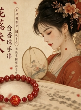 花蕊夫人天然合香珠中药手串原创设计DIY配大漆珠本命年文玩手串