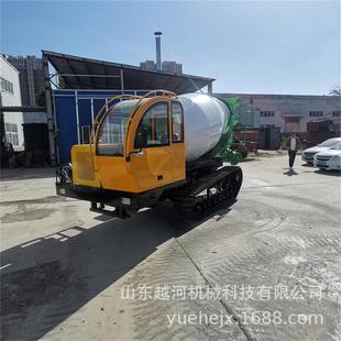 微型履带水泥搅拌机车型号水田沼泽滚筒搅拌履带爬山虎罐车