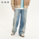 OGB怀旧蓝美式 重工水洗宽松牛仔裤 长裤 设计感泼墨做旧廓形直筒裤
