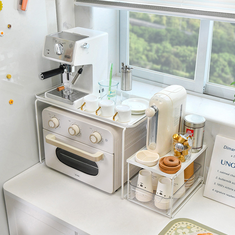 厨房微波炉置物架台面双层小家电收纳支架ins风空气炸锅烤箱架子