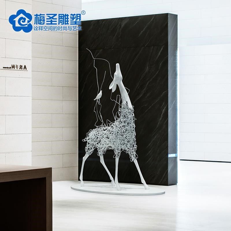 现代简约室内酒店软装工艺品售楼处大厅大型落地金属鹿雕塑摆件,家居饰品,落地摆件,淘宝优惠券,粉丝福利购,淘宝优惠卷