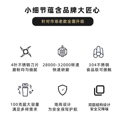 研磨机家用超细小型搅破碎打粉机五谷杂粮磨粉杯R迷你电动研磨机