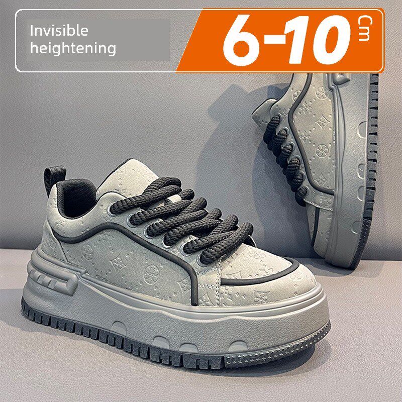 欧洲厚底隐形内增高白鞋多功能休闲轻质软底超级流行的男士平底鞋