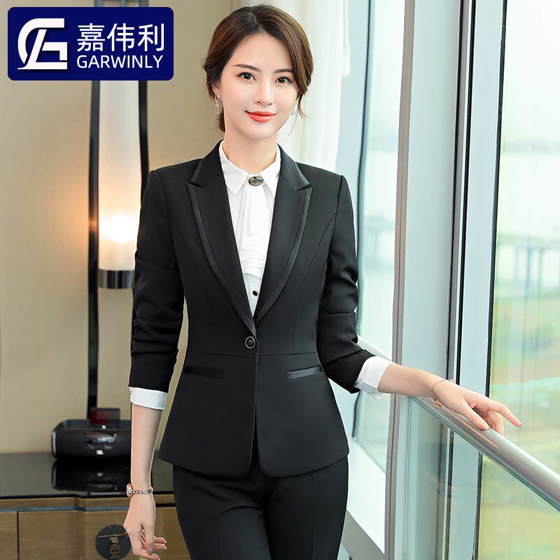 酒店经理工作服秋冬装女s餐饮前台领班收银员长袖销售面试职业正