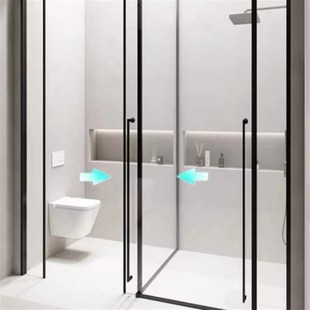 T型一门两用淋浴房隔断卫生间干湿分离浴室玻璃屏风洗澡间推拉门