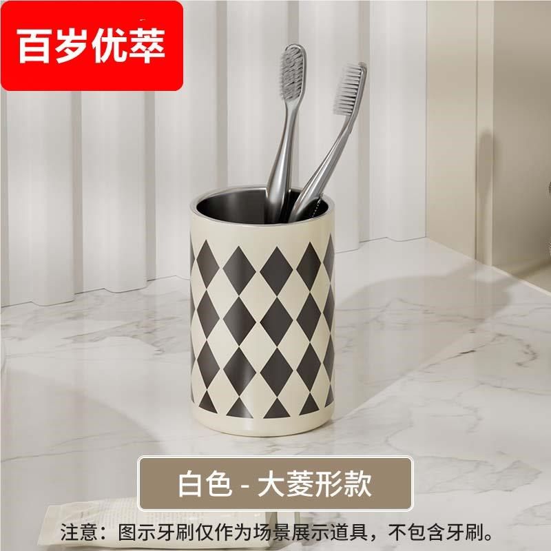 高颜值漱b口杯情侣家用奶油不锈钢刷牙杯子牙具牙刷牙缸洗漱杯套