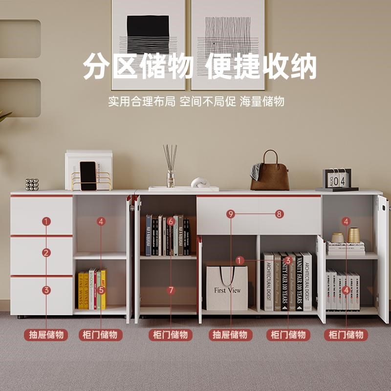 文件柜矮柜木质免拉手带锁抽屉资料柜储物柜茶水柜办公室落地边柜