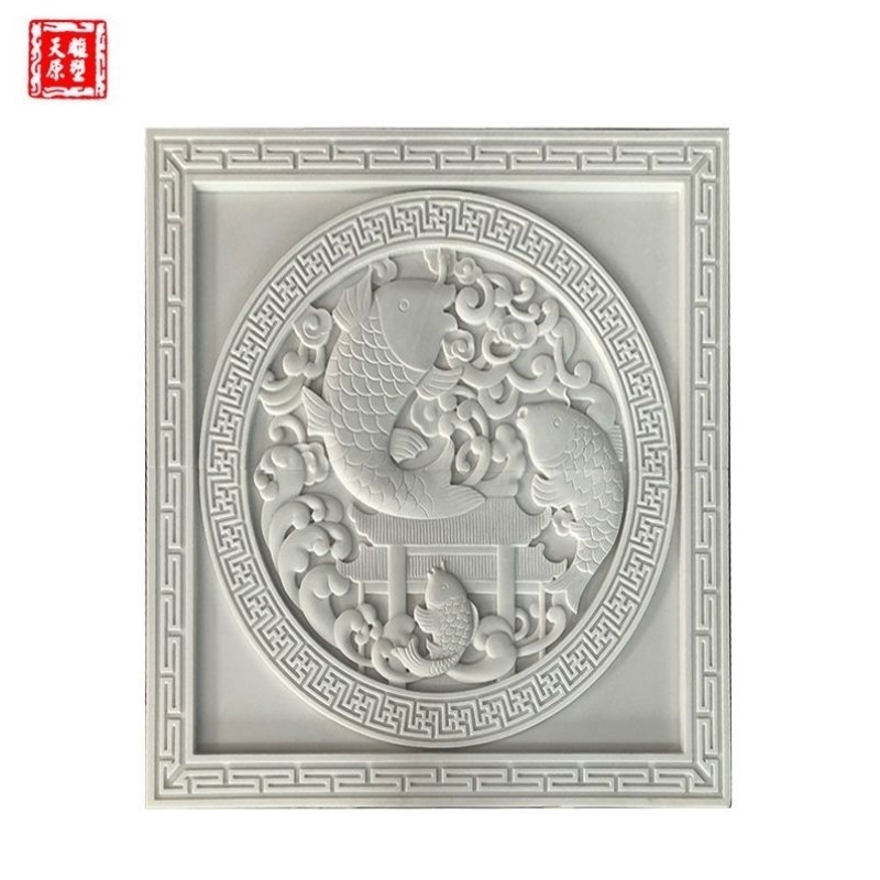 天然石雕浮雕壁画牡丹莲花福字大理石汉白玉地雕五福临门装饰摆件图片