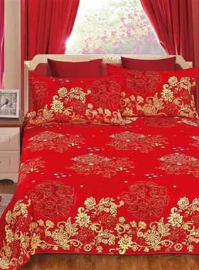 新款结婚床单单件红色床单大红色婚庆1.5米床1.8米床2S.0m床双人