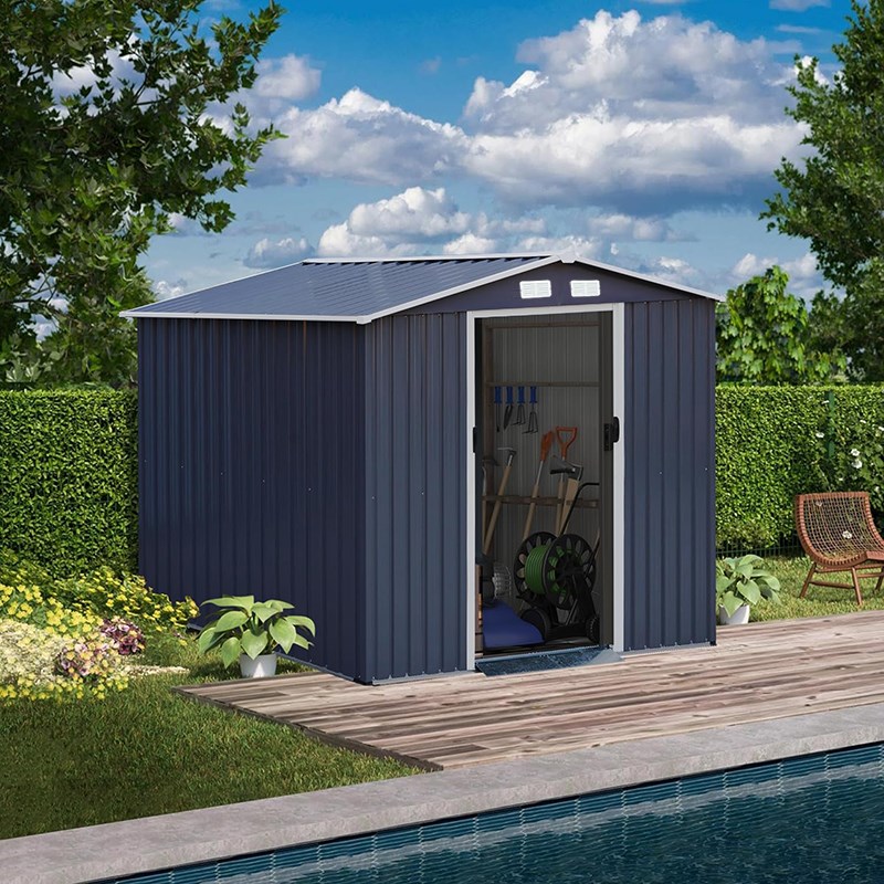 户外简易房楼顶花园室外移动庭院组装可拆卸杂物房彩钢工具铁皮房