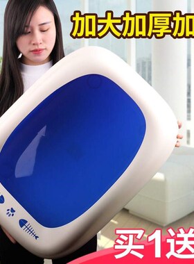 新款。猫砂盆大号j猫厕所半封闭猫咪沙盆大码双层猫砂盘特大号除