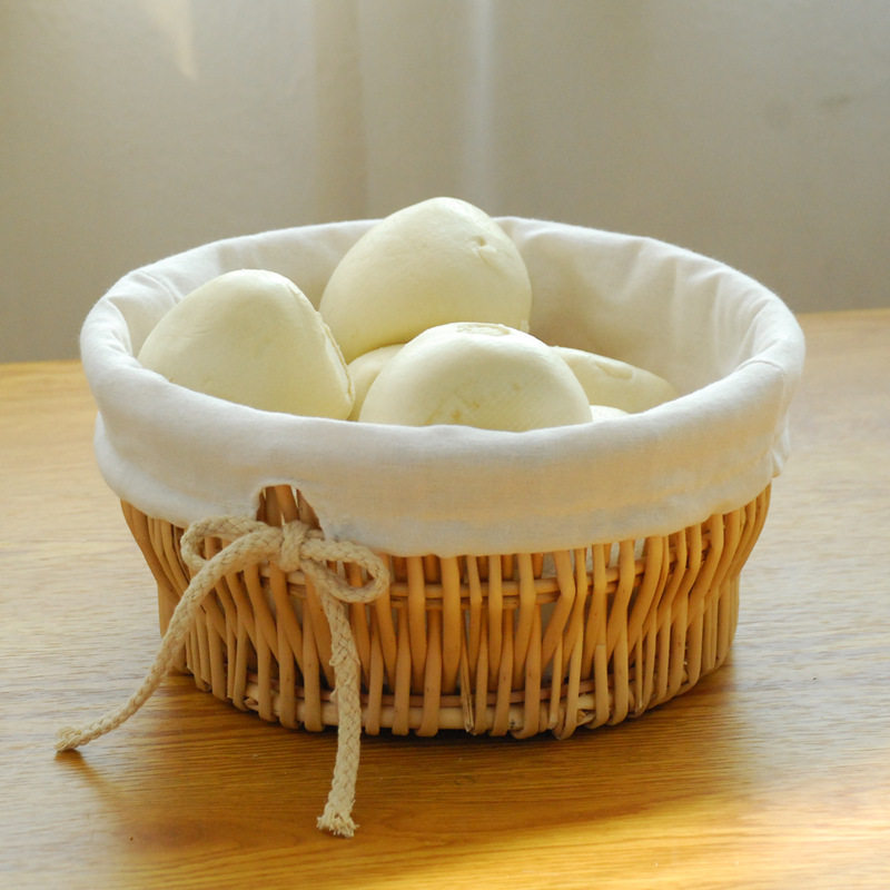 馒头筐藤编面包篮子柳编饭厅放馍筐G子厨房水果干果食物收纳筐子
