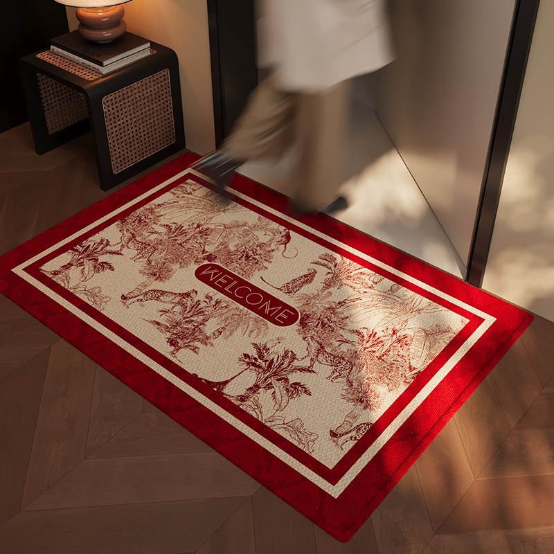入户门地垫蛇年大门口进门地毯红色耐脏免洗防滑脚垫玄关家用门垫