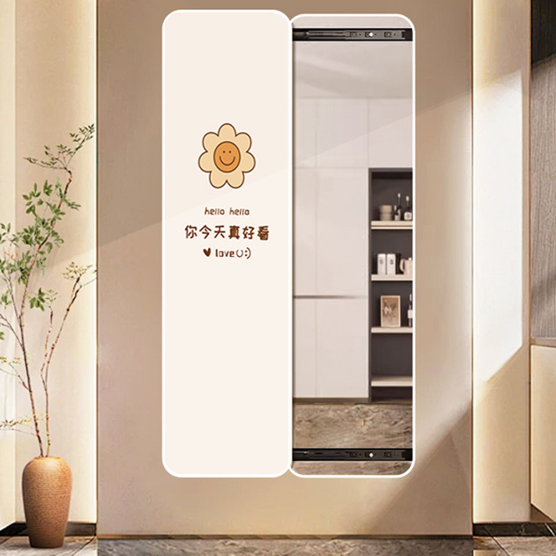 隐藏式全身镜装饰画推拉穿衣y镜暗藏试衣镜客厅玄关墙画遮挡镜子
