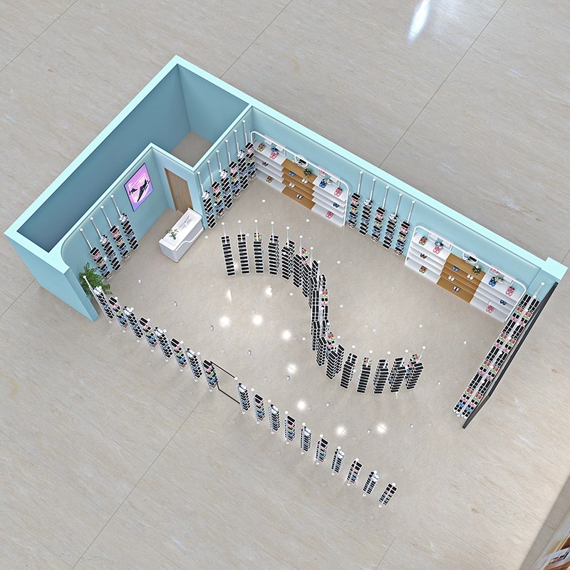 玻璃橱窗展示架运动鞋带灯发光双面鞋架调节鞋托鞋架休闲陈列货架