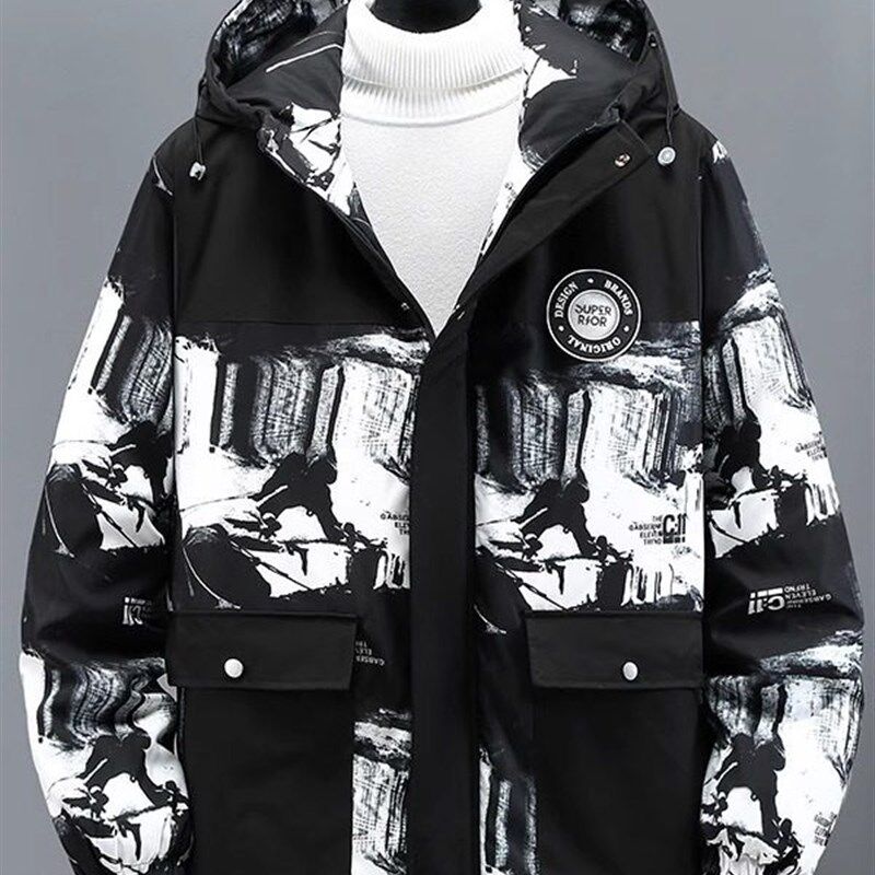 冬季加肥加大码棉衣男q加绒保暖加厚宽松胖子棉服青年时尚连帽棉
