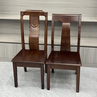 乌金木全实木椅子靠背椅餐椅家y用现代简约中式实木餐椅客厅餐桌