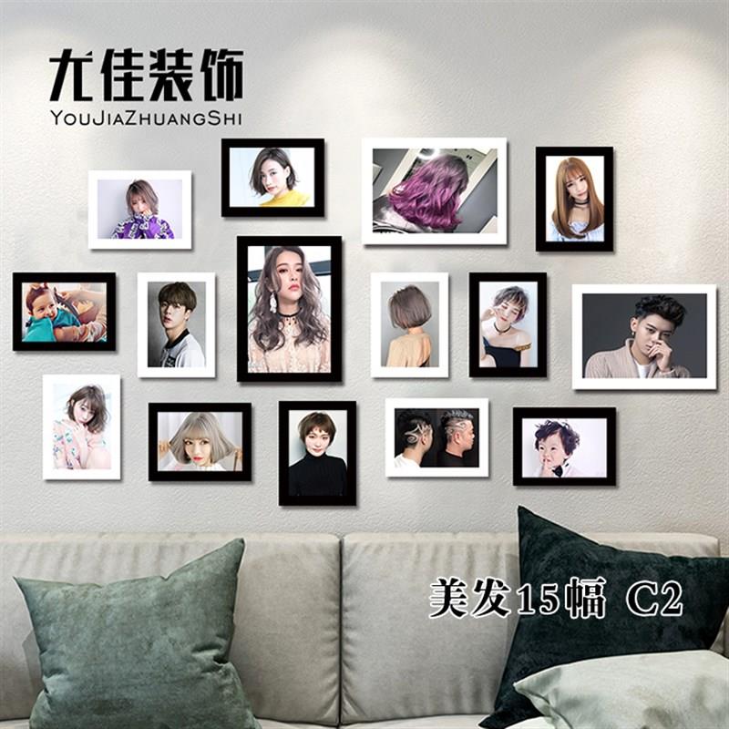 美容美发店发型装饰挂画理发壁画发廊F个性染烫造型墙面背景照片