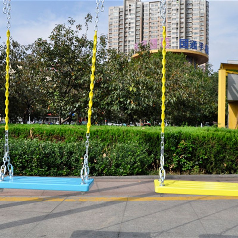 实木儿童铁链秋千户外原木庭院定制秋千成人木制彩色坐板吊椅装饰
