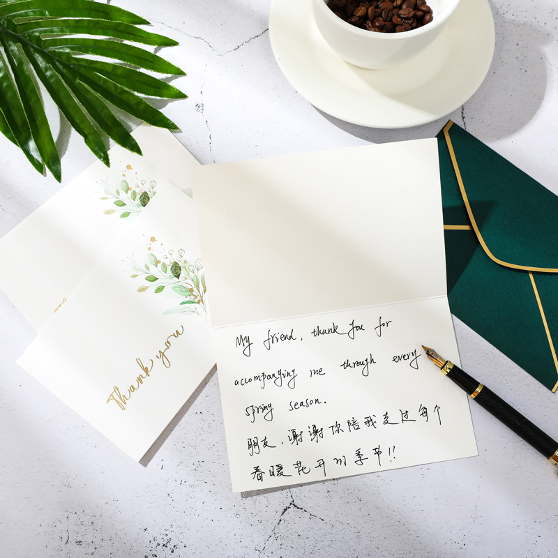 通用贺卡定制简约礼物感恩感谢生日烫金送客户带信封小卡片