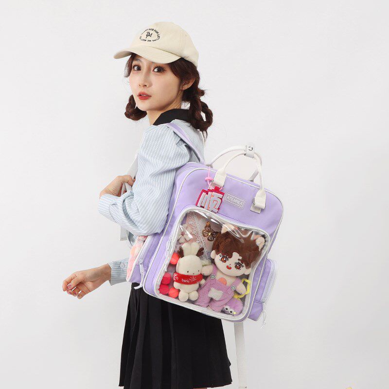 2025新款紫色少女风痛s包双肩包小学生手提包书包出行娃娃包吧唧