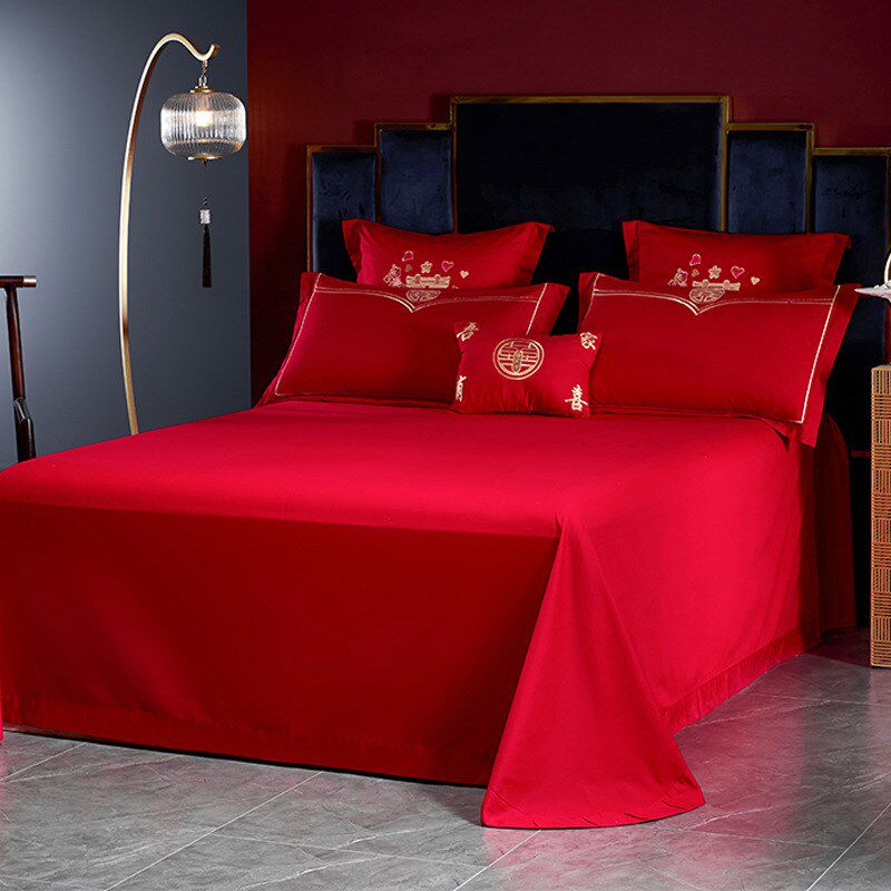 婚庆四件套婚嫁新婚床品刺绣被套红色结婚礼婚房婚床喜庆中式套件