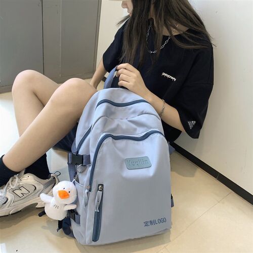 双肩背包定制图案印logo男女韩版潮流中学生大容量单X肩斜挎书包