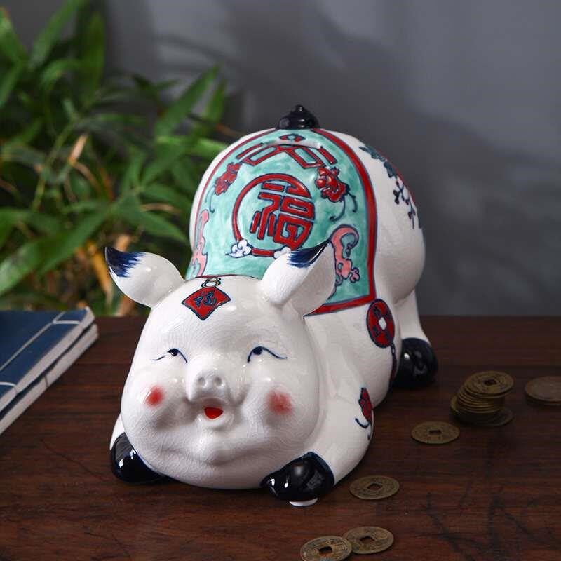 金猪存钱罐儿童大人用家用储蓄储钱小猪陶瓷猪家居饰品摆件陶瓷猪