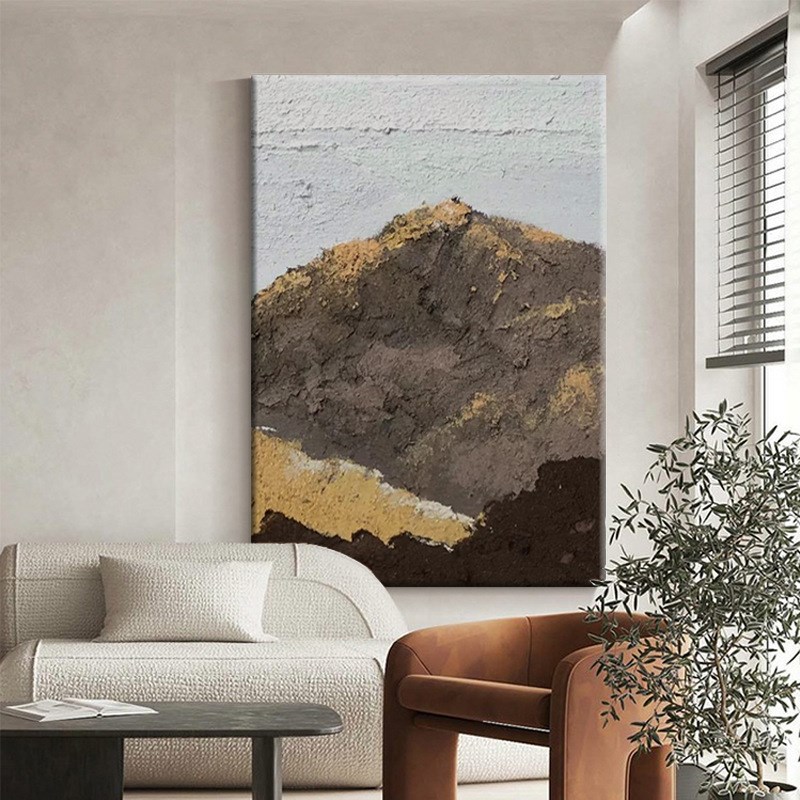墨山 侘寂风客厅肌理装饰画玄关抽象艺术挂画巨幅沙发背景落地画