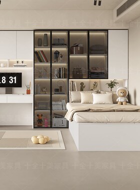 衣柜床小户型家用j卧室带书桌组合储物床定制儿童榻榻米床衣柜一