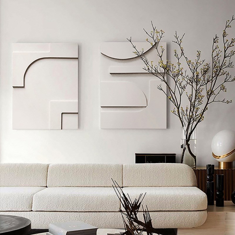 现代简约客厅装饰画沙发背景墙实物画立体手工木雕玄关卧室高挂画