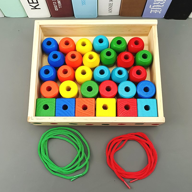 儿童益智串珠子玩具专p注力幼儿精细动作锻炼宝宝手指穿线拼插积
