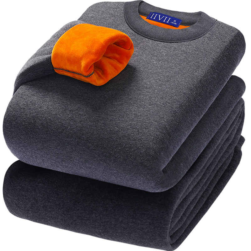 中老年超厚秋衣秋裤打底保暖内衣加绒加厚男士高领防寒套装冬季女