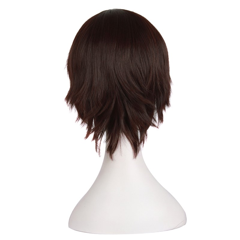 潼漫 cos假发男女适用短发30CM万用反翘短直发深棕色动漫假毛头套