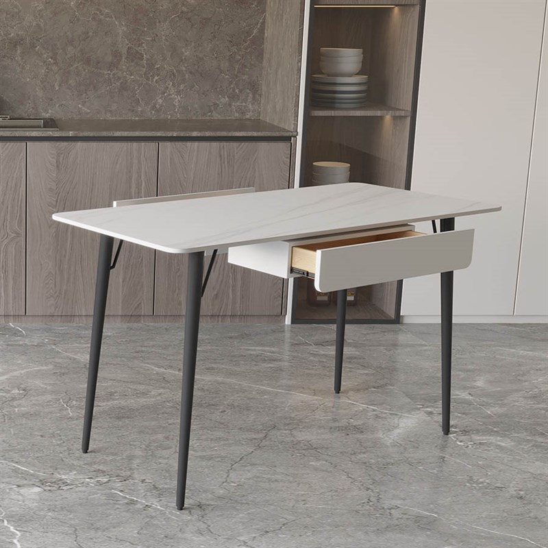 简约奢华家用小户型岩板2人情侣餐桌椅组合1米带抽屉吃饭桌子饭桌