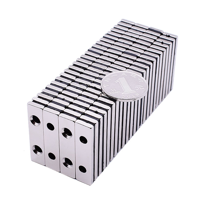 永久性磁铁条钕铁硼强磁强力磁铁长条形吸铁石贴片40X10X3带孔4mm