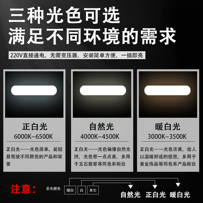led硬灯条220v高压贴片灯带鱼缸展示柜冰箱防水超亮长条节能灯管