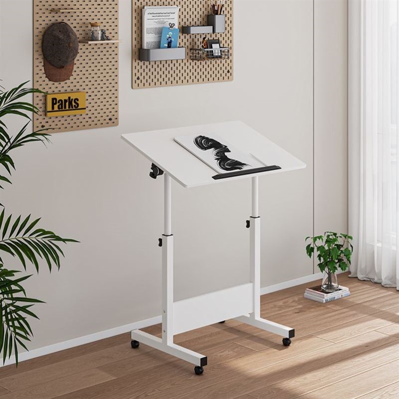 可移动升降桌腿笔记本电脑桌移动桌子带轮儿童折叠书桌手动升降桌