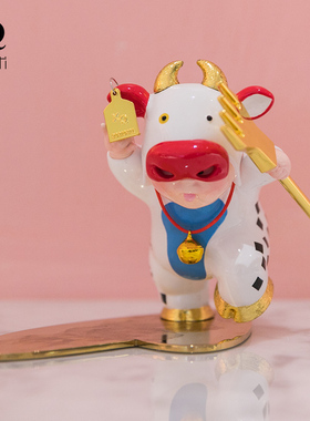 稀奇艺术牛气开运轻奢《2021好牛叉》装饰桌面雕塑礼物摆件铜古董