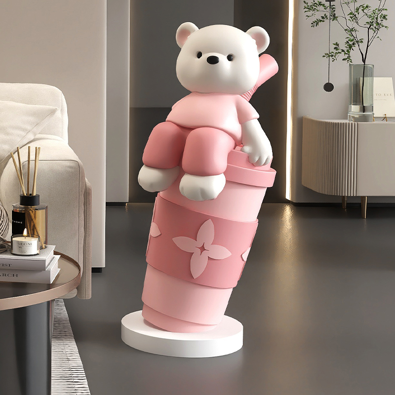 潮玩大熊落地摆件家居装饰品奶茶店开业客厅电视柜旁新年乔迁礼物