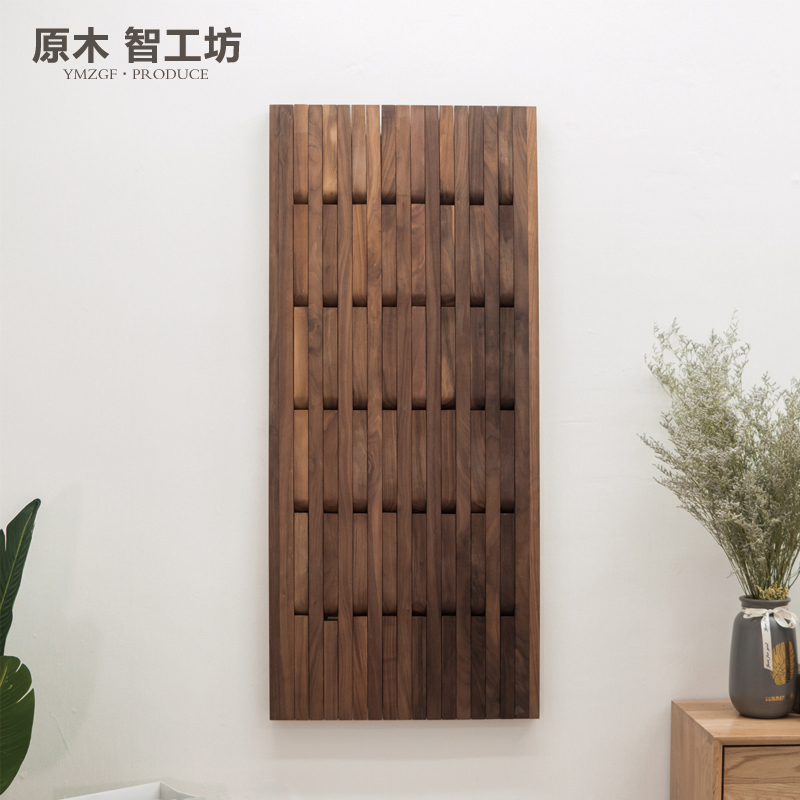 原木智工坊木条衣帽架衣挂墙壁创意实木黑胡桃玄关置物架钢琴键