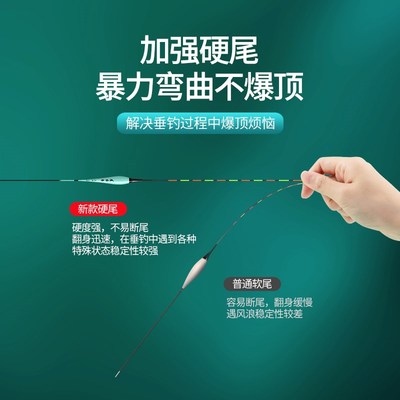 加长硬尾电子漂行程枣核夜光漂日夜两用咬钩变色流氓浮漂夜光漂