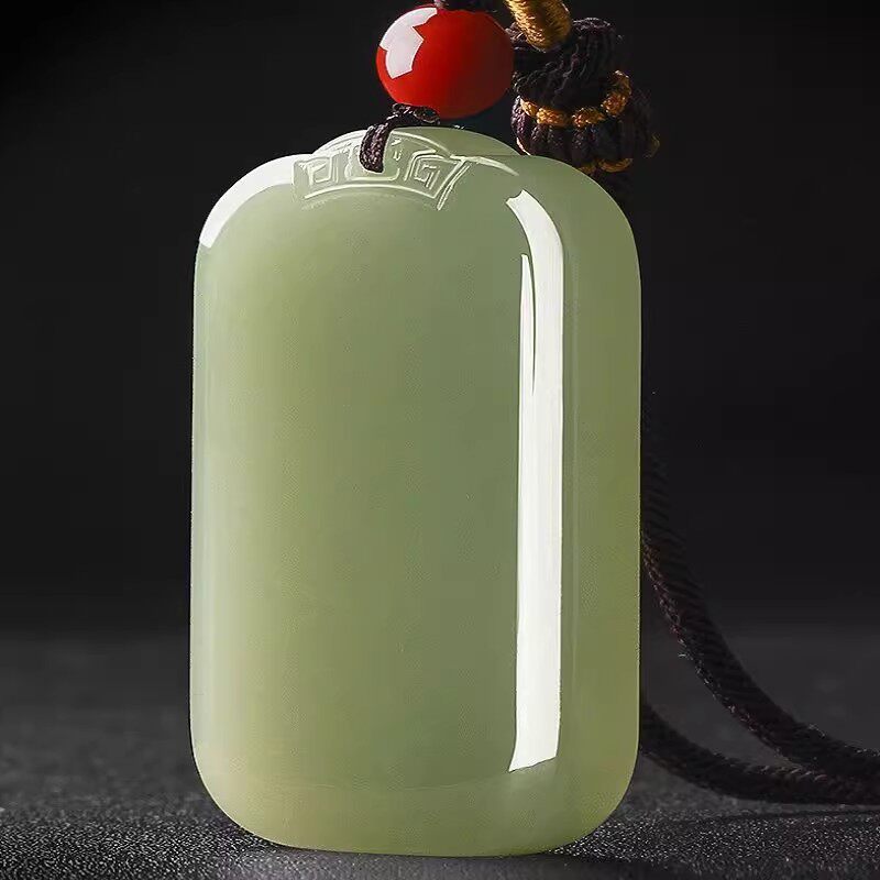 天然新疆和田玉无事牌吊坠项链玉石玉佩男女情侣款挂件毛衣链礼物